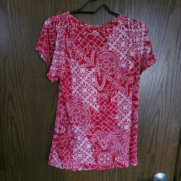 Style & Co. Red White Bandana Top Size Medium - Picture 5 of 16